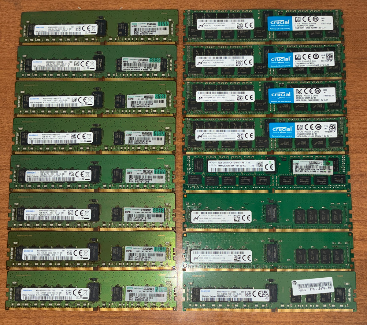 Lot of 16 Pieces DDR4 Server Memory Tested/Good