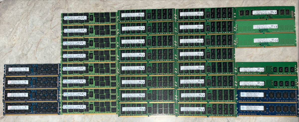 Lot of Mixed DDR3 and DDR4 Tested Good Server RAM 35 Pieces