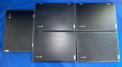 Lot of 5 Lenovo 2-in-1 Convertible 11" Chromebooks w/ chargers