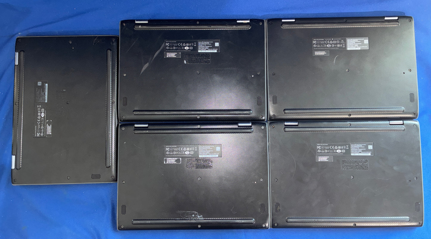 Lot of 5 Lenovo 2-in-1 Convertible 11" Chromebooks w/ chargers