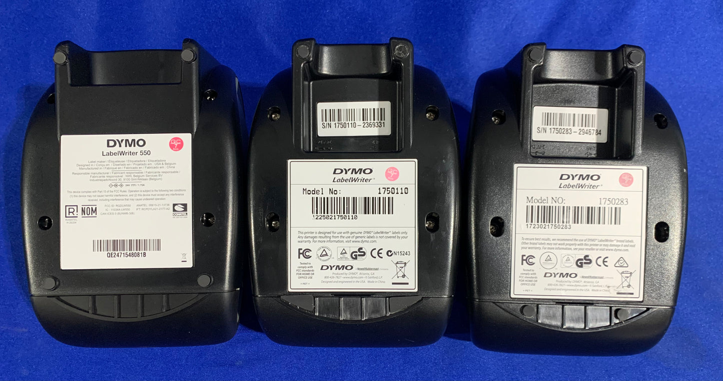 DYMO LabelWriter 450, 450 Turbo 550 Direct Thermal Label Printers Lot of 3